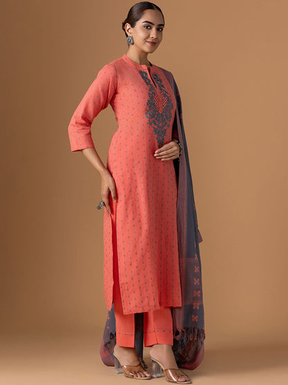 Dhiyona WP Women Jamdani Pure Cotton Suit Set