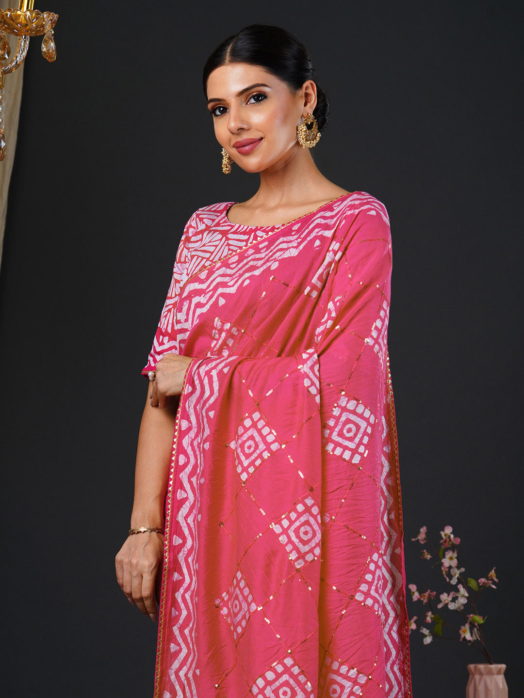 Women's Viscose Silk Pink Embellished Designer Saree With Blouse Piece