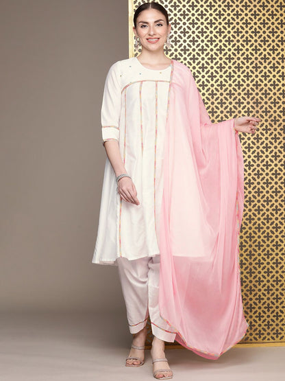 Dhiyona PD Women Jashn Empire Gotta Patti Kurta with Salwar & Dupatta