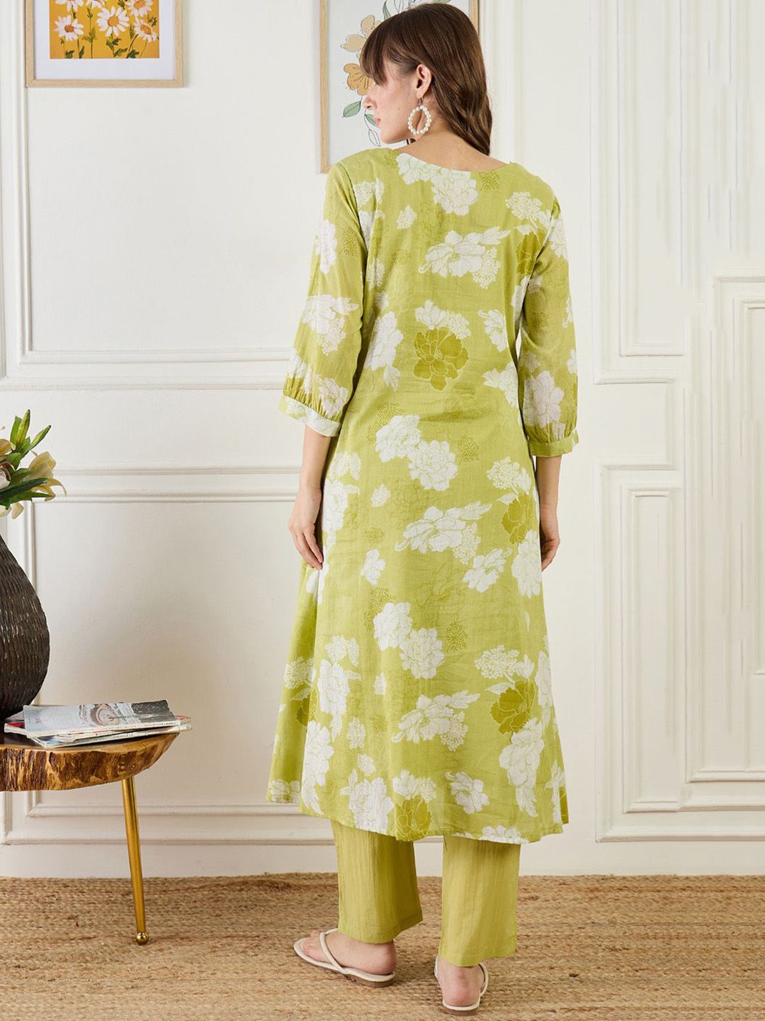 Dhiyona IE Printed Pure Cotton A-Line Tunic With Trousers Co-Ords