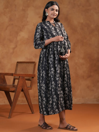 Dhiyona AY Women's Floral Printed Fit & Flared Maternity Ethnic Dresses