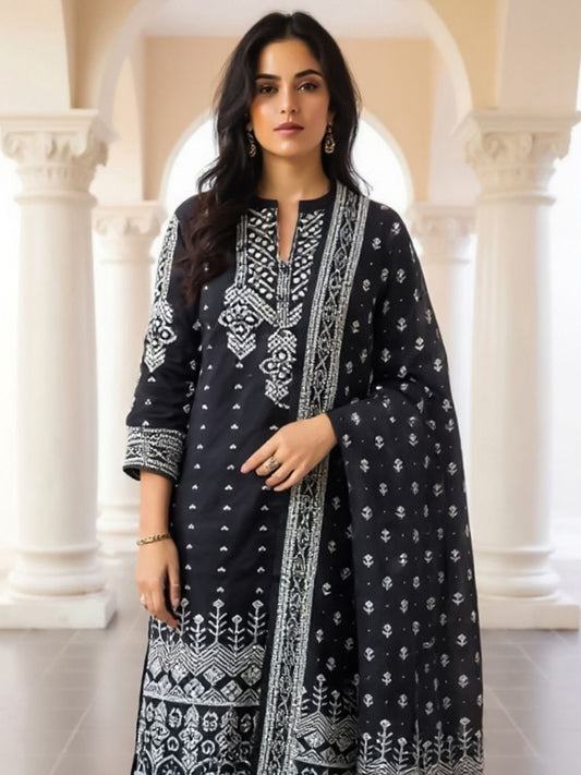 Women Ethnic Motifs Printed Cotton Kurta with Trousers & Dupatta