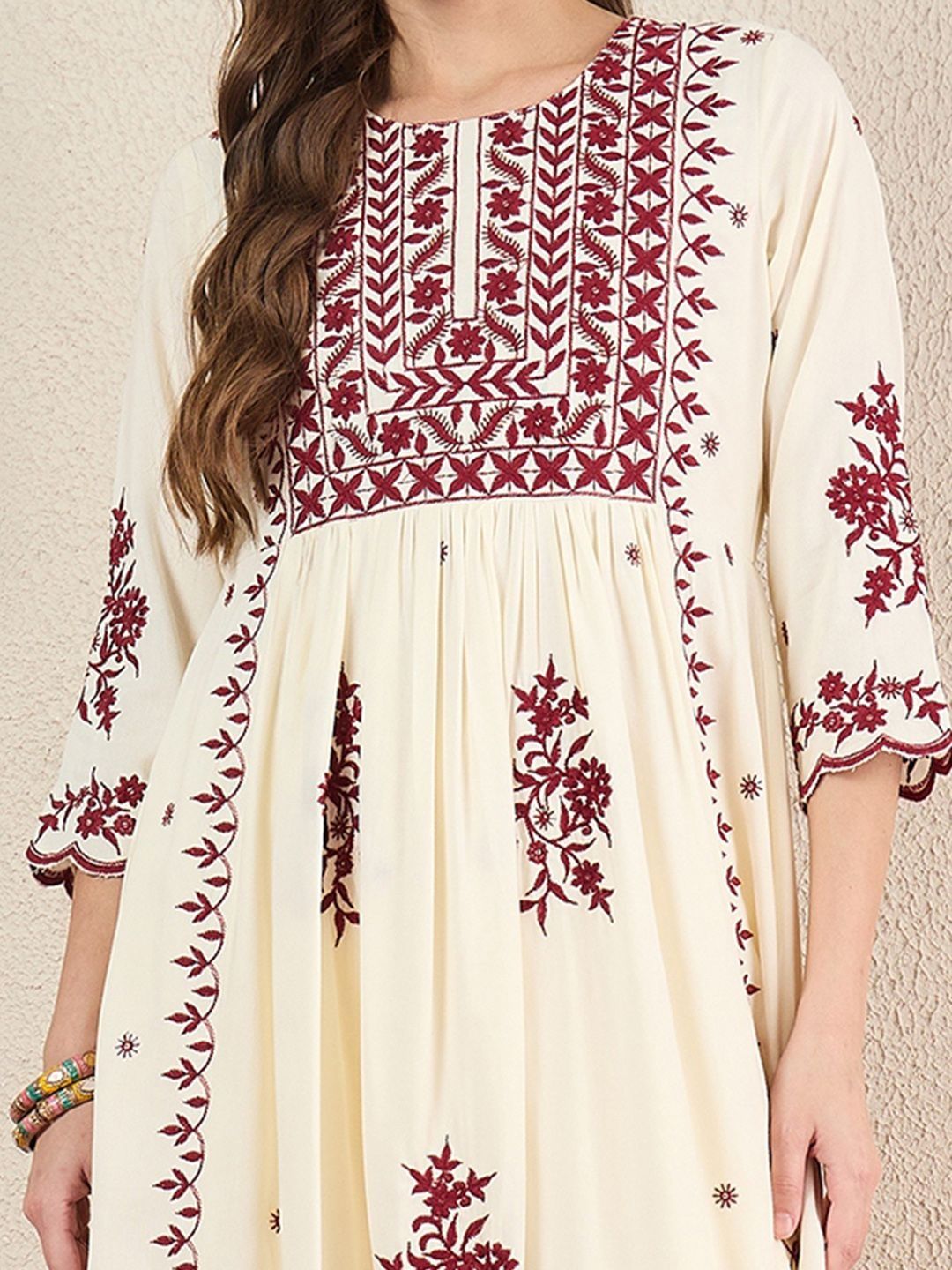 Women Ethnic Motifs Embroidered Empire Thread Work Kurta with Trousers & With Dupatta