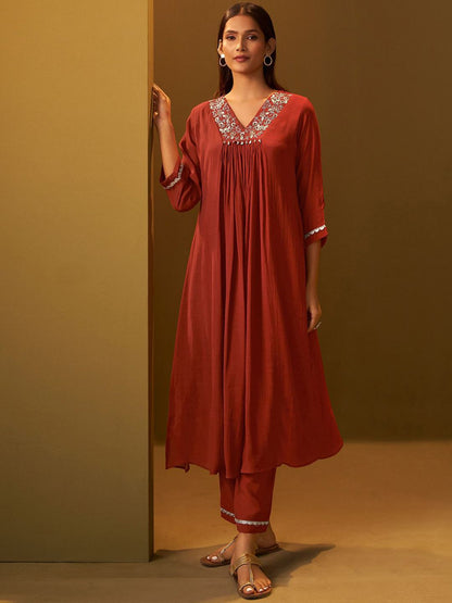 Dhiyona IE Women Embroidered Kurta & Trousers Co-Ords