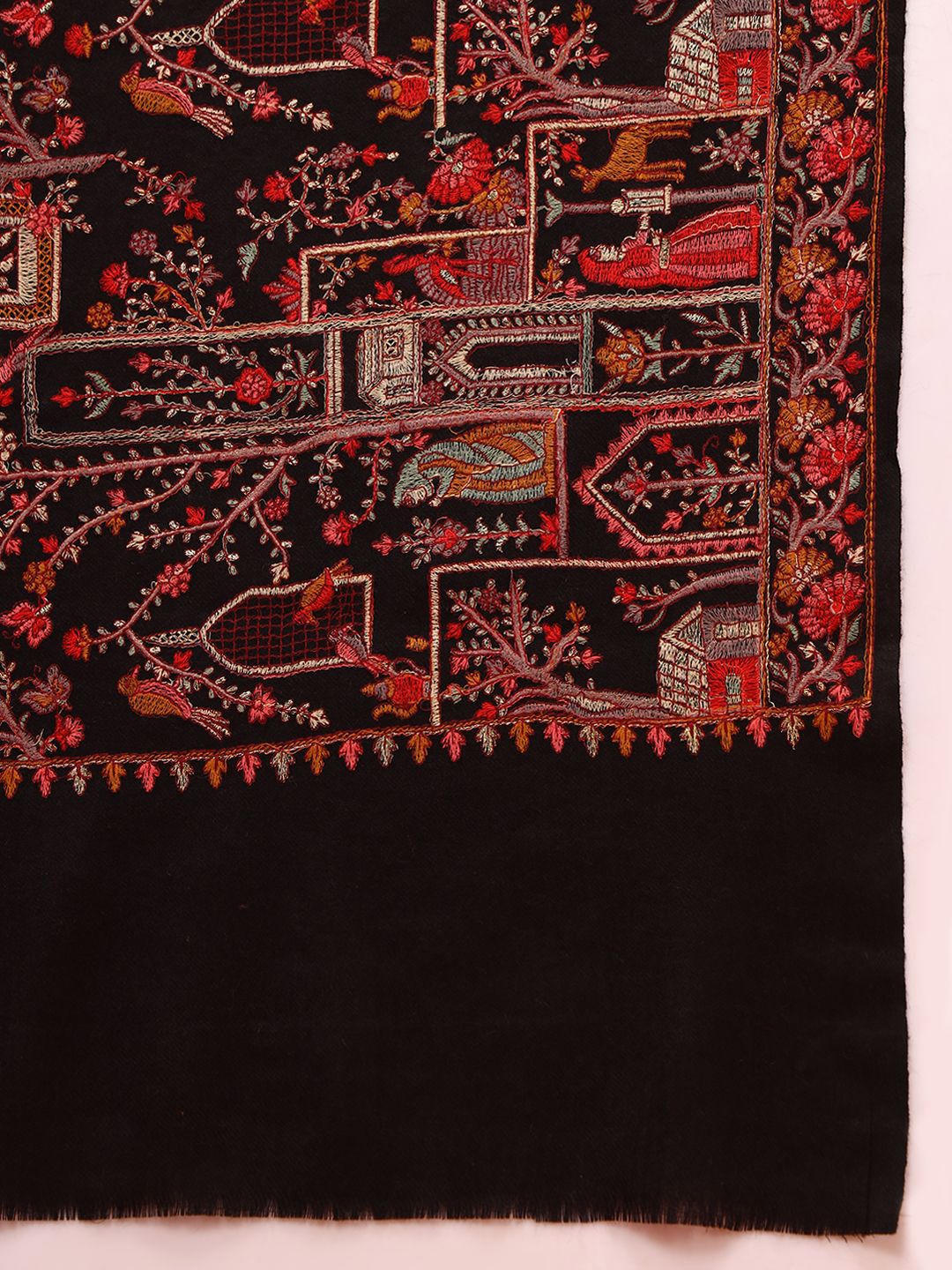 Dhiyona PA Arwina Pure Wool Ethnic Motifs Embroidered Shawl