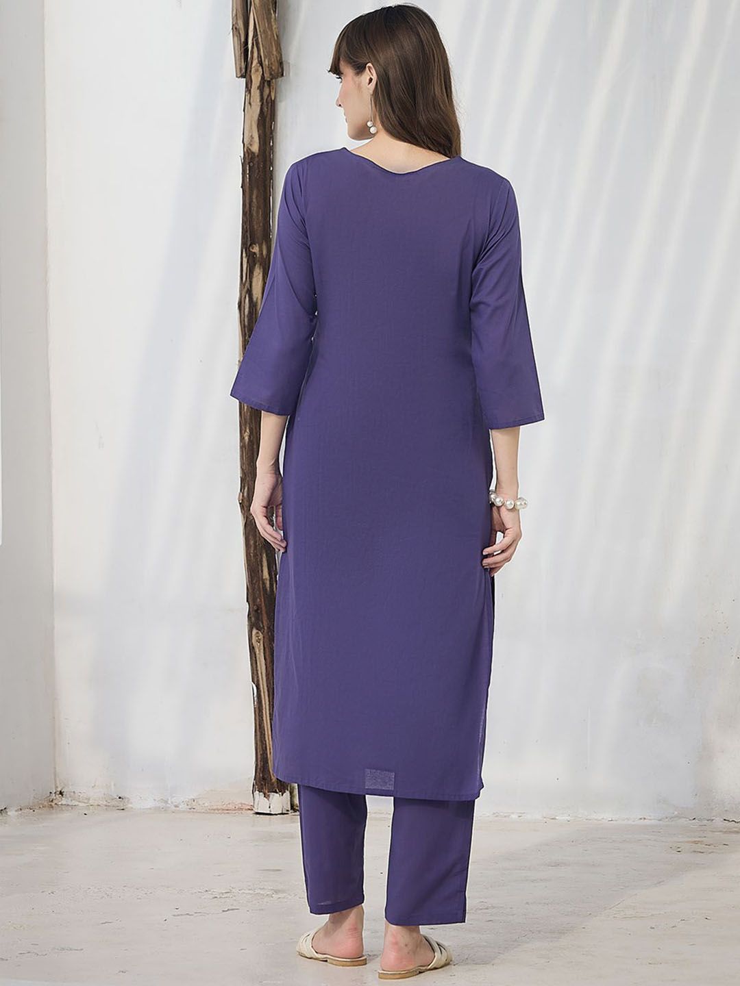 Geometric Printed Pure Cotton Kurta With Trousers