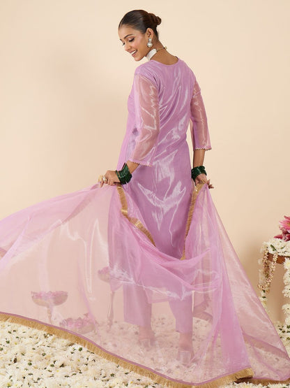 Women Ethnic Motifs Embroidered Regular Thread Work Kurta with Trousers & With Dupatta