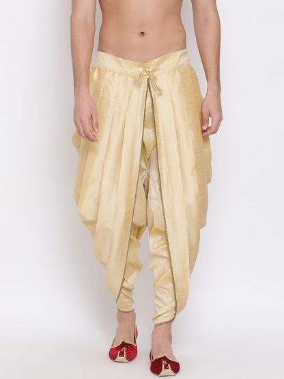 Men's Gold Silk Blend Regular Dhoti