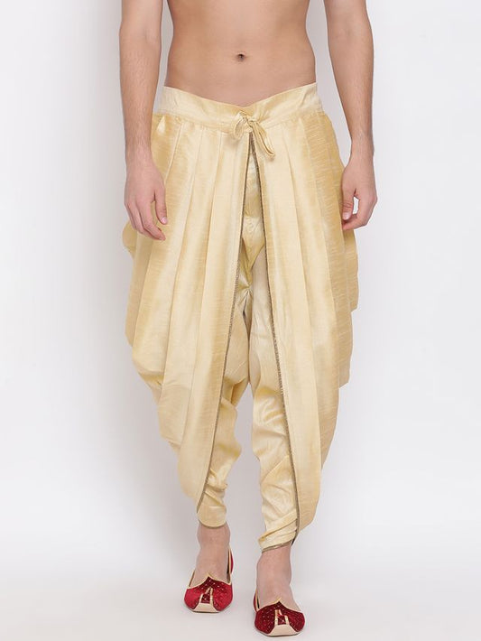 Men's Gold Silk Blend Regular Dhoti