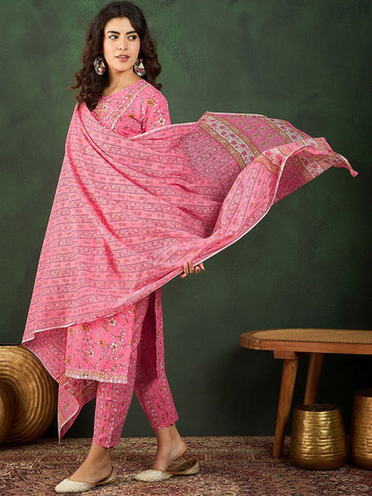 Dhiyona SN Women's Printed Pure Cotton Kurta Set