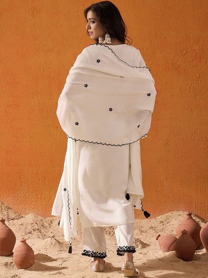 Women Ethnic Motifs Embroidered Kurta with Trousers & Dupatta