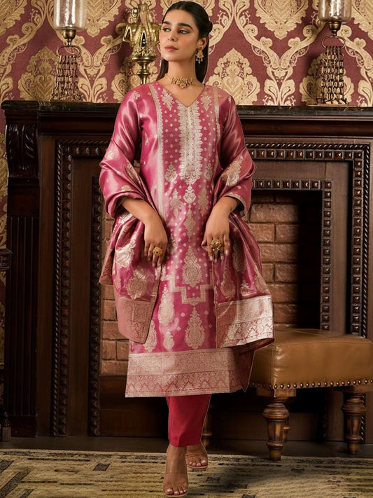 Women Ethnic Motifs Regular Kurta with Trousers & With Dupatta