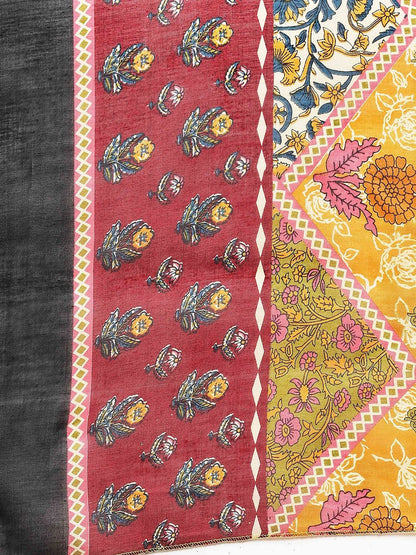 Dhiyona KL Floral Printed Printed V-Neck Straight Kurta With Salwar & Dupatta