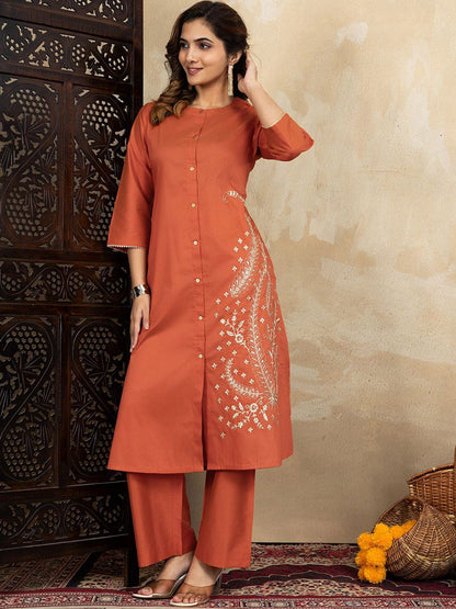 Dhiyona PD Women Women Embroidered Straight Kurta & Trousers