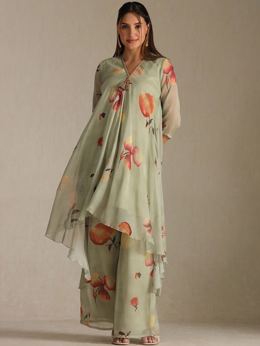 Dhiyona SO Women's Women Floral Printed A-Line Kurta with Palazzos