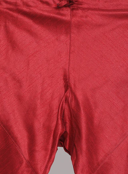 Men's Maroon Silk Blend Straight Kurta Pyjama Set