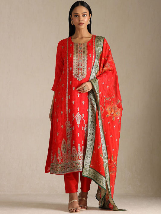 Dhiyona SO Women's Women Printed Beads and Stones Kurta Sets With Dupatta