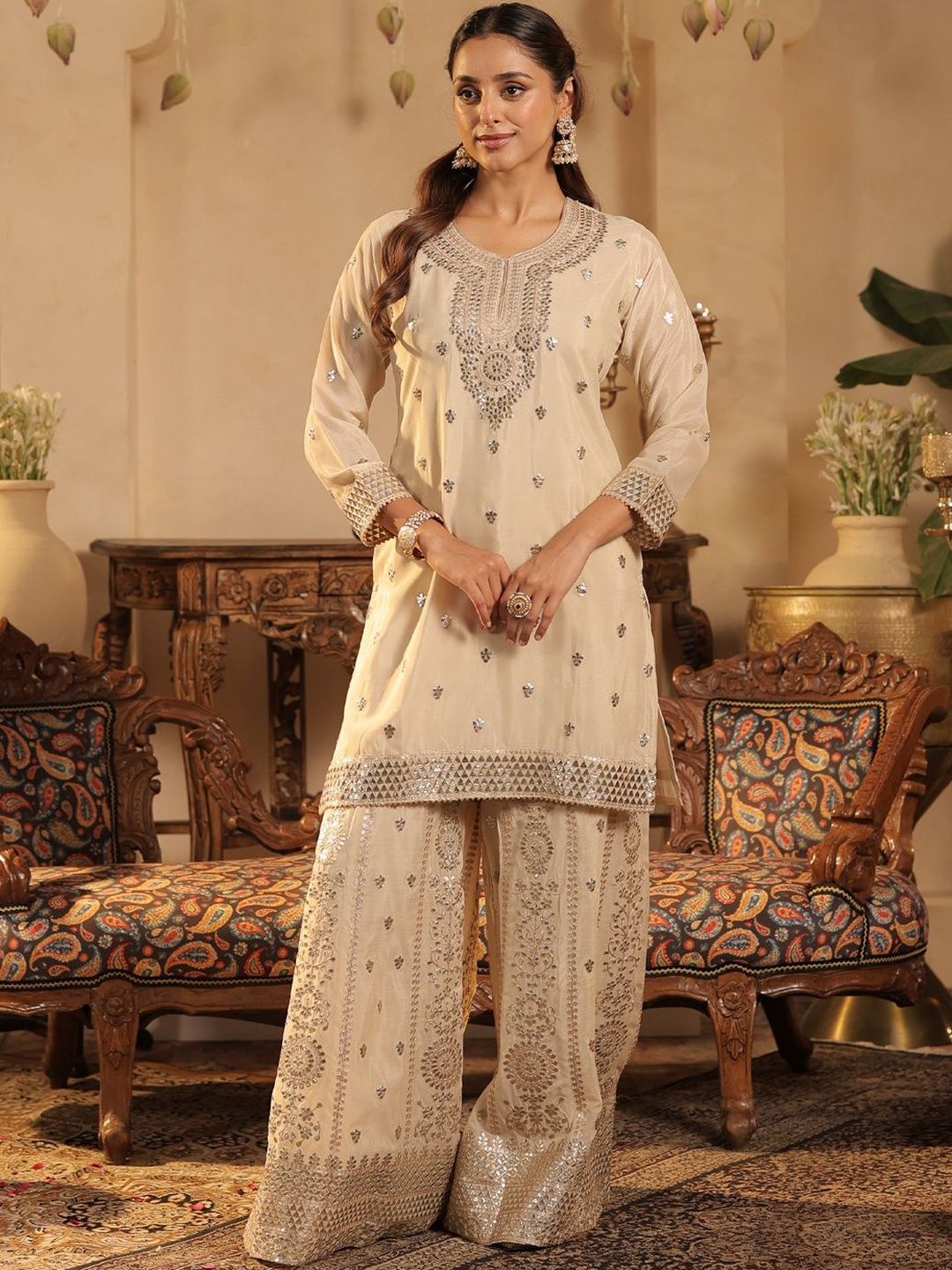 Women Ethnic Motifs Printed Kurta with Palazzo & Dupatta
