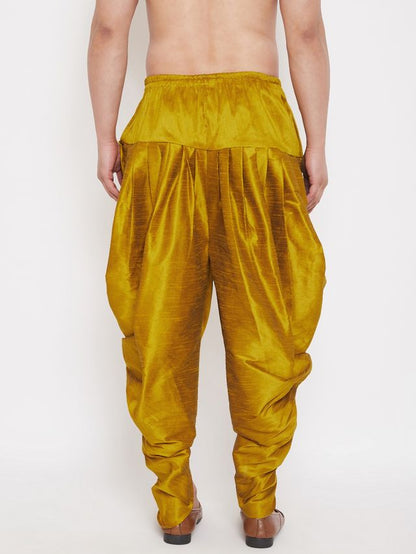 Men's Mustard Silk Blend Regular Dhoti