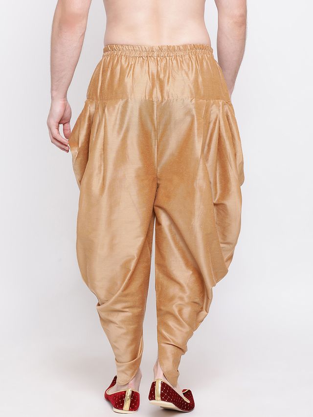 Men's Rose Gold Silk Blend Straight Dhoti
