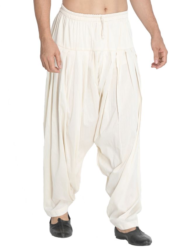 Men's Cream Cotton Blend  Pyjama
