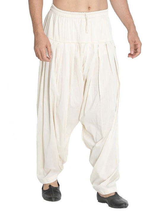 Men's Cream Cotton Blend  Pyjama