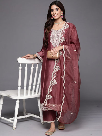 Women Ethnic Motifs Embroidered Kurta with Trousers & Dupatta