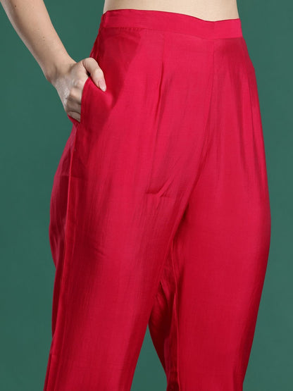 Women Ethnic Motifs Embroidered Kurta with Trousers