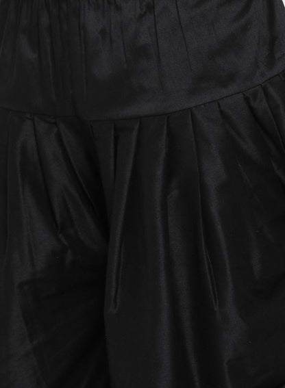 Men's Black Viscose Straight Kurta and Dhoti Set