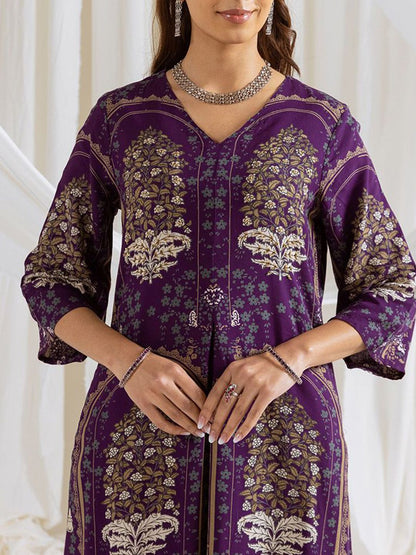 Dhiyona IS Women's Women Floral Printed Regular Kurta with Trousers