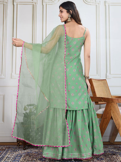 Dhiyona PD Women Printed Kurti Sharara With Dupatta