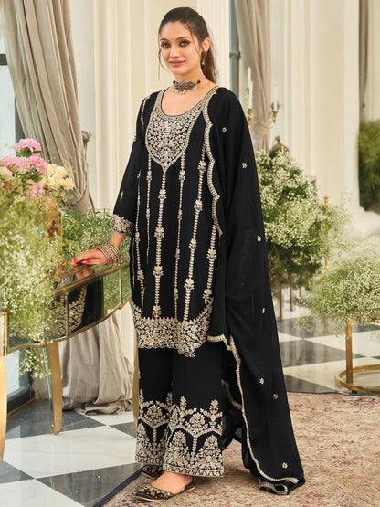 Women Ethnic Motifs Embroidered Kurta with Palazzo & Dupatta