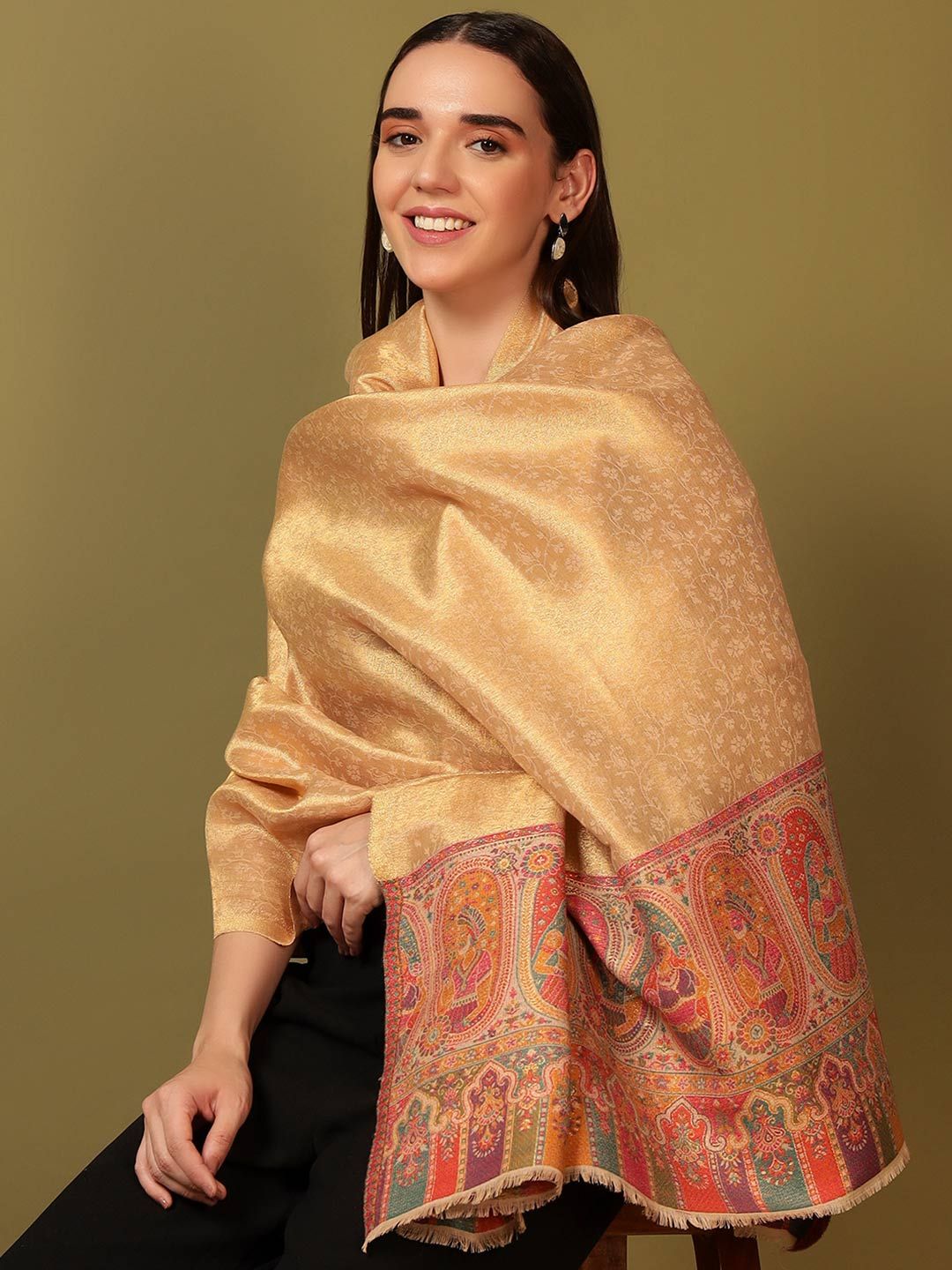 Dhiyona PA Ethnic Motifs Woven Design Shawl