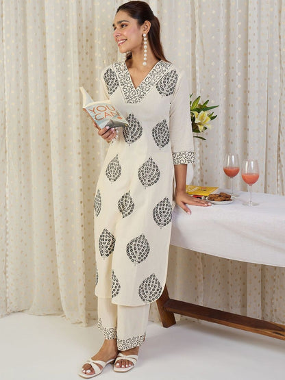 Dhiyona IE Printed Pure Cotton Tunic With Trousers Co-Ords