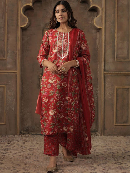Women Floral Printed Kurta with Trousers & Dupatta