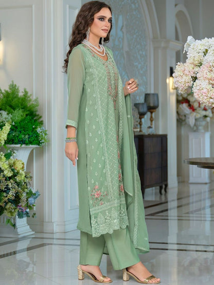 Women Floral Embroidered Kurta with Trousers & Dupatta