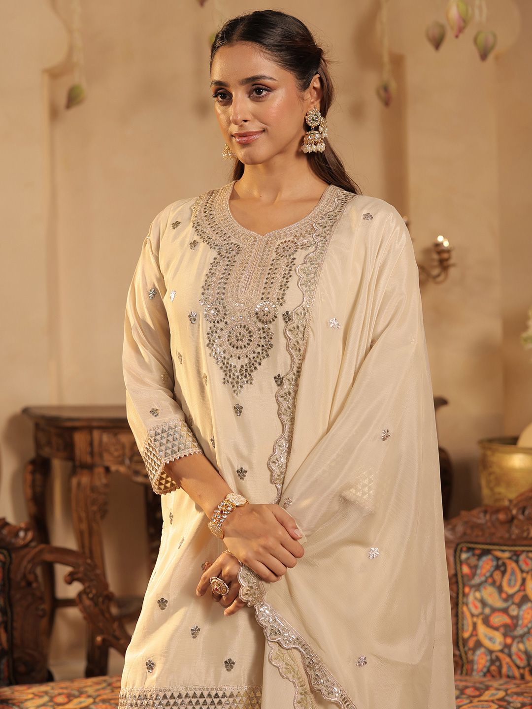Women Ethnic Motifs Printed Kurta with Palazzo & Dupatta