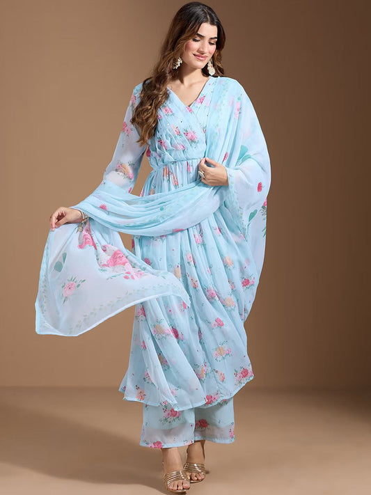 Dhiyona OD  Women Floral Printed Regular Kurta with Trousers & With Dupatta