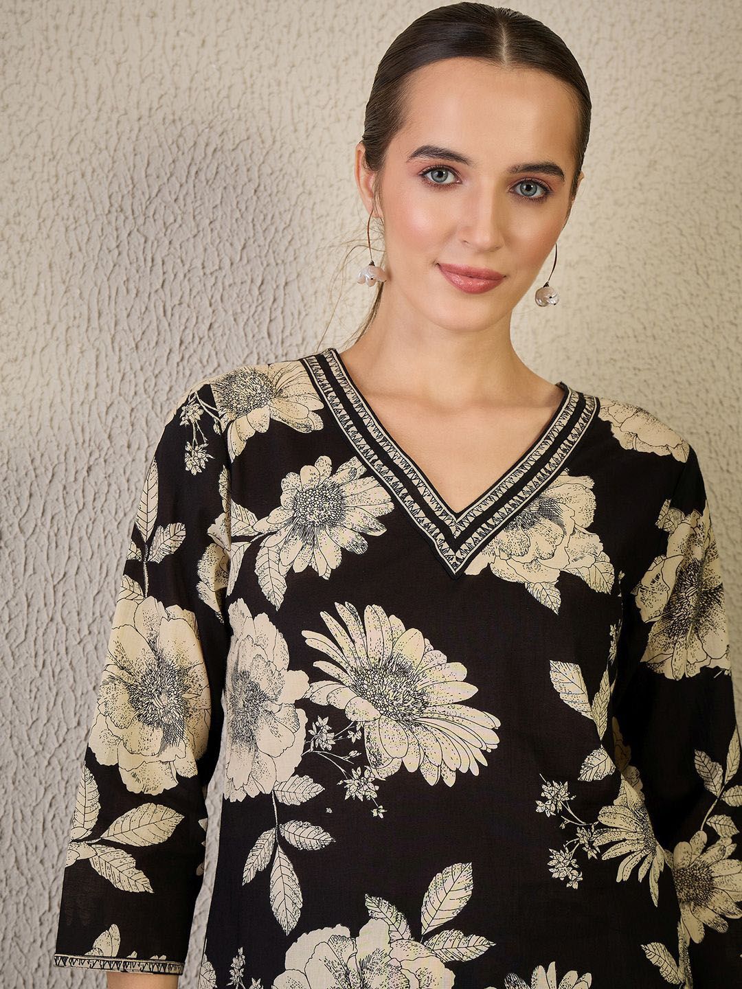 Floral Printed Pure Cotton Kurta with Trousers