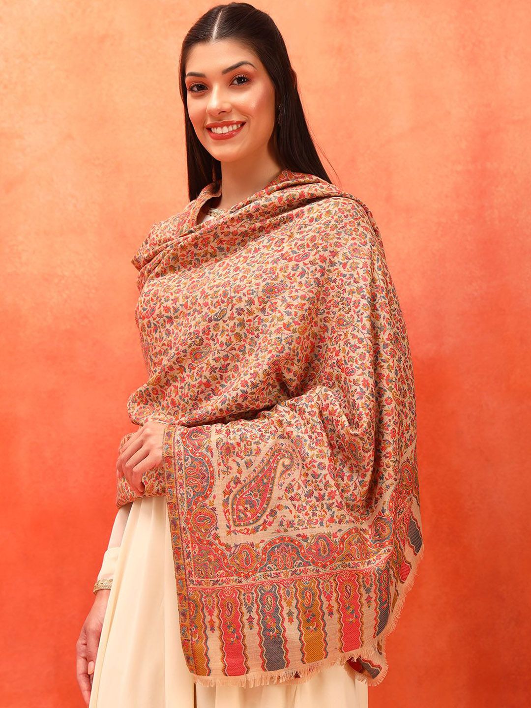 Dhiyona PA Floral & Paisley Woven Design Woollen Shawl