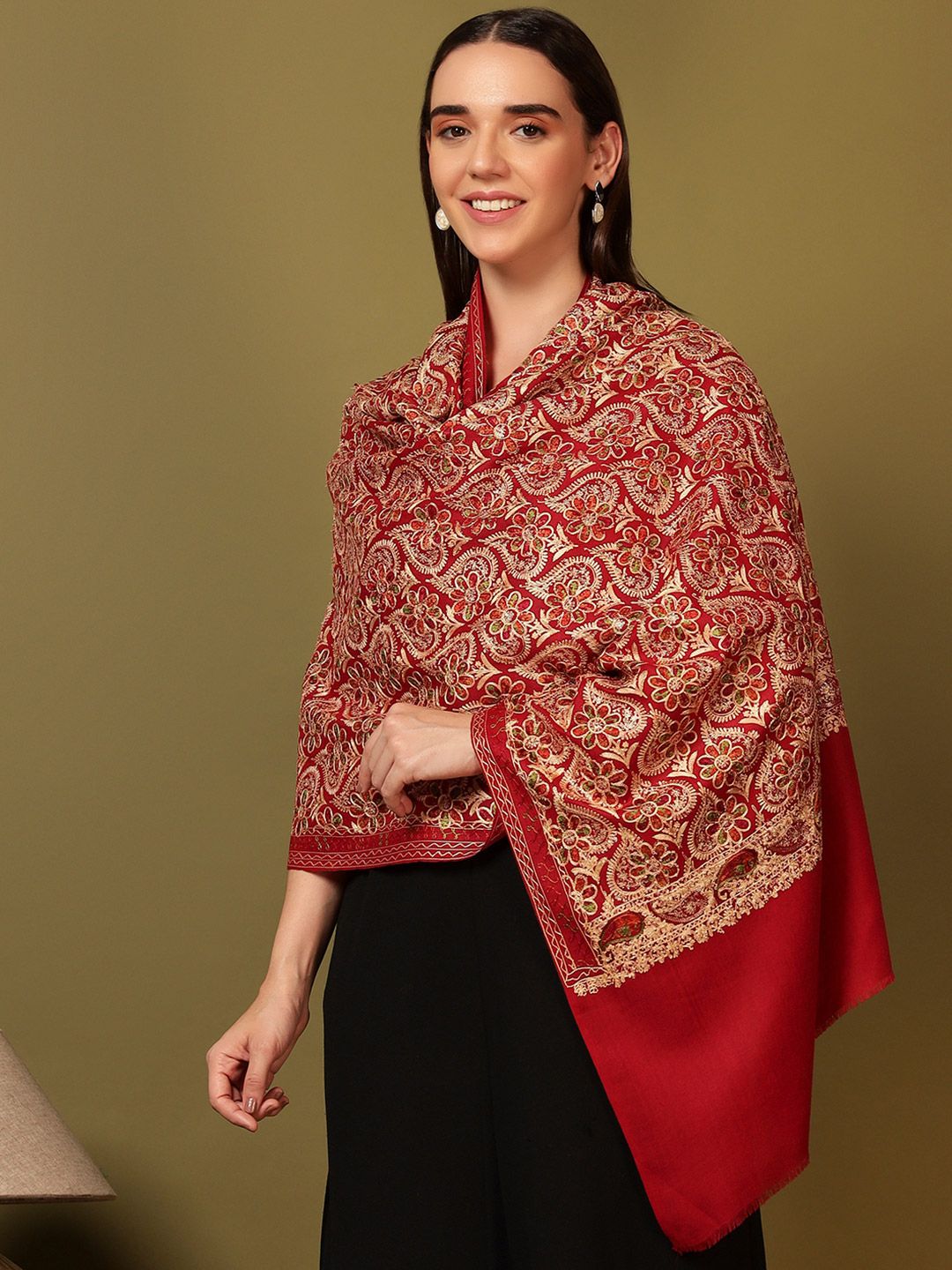 Dhiyona PA Floral Embroidered Thread Work Shawl
