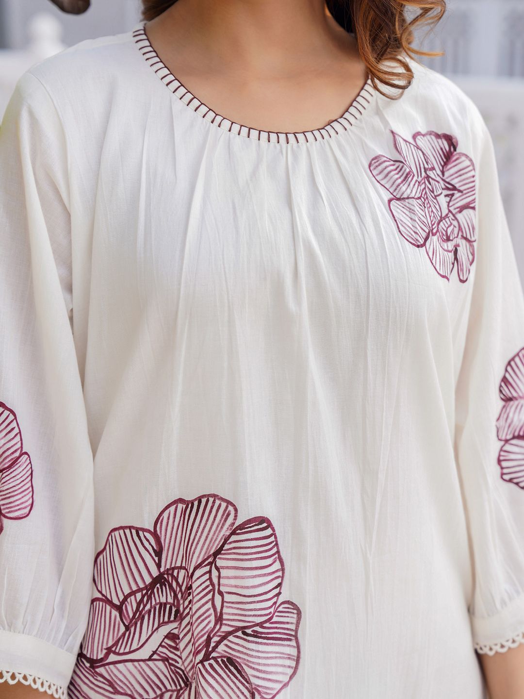 Dhiyona IE Floral Printed Pure Cotton Straight Kurta With Trouser