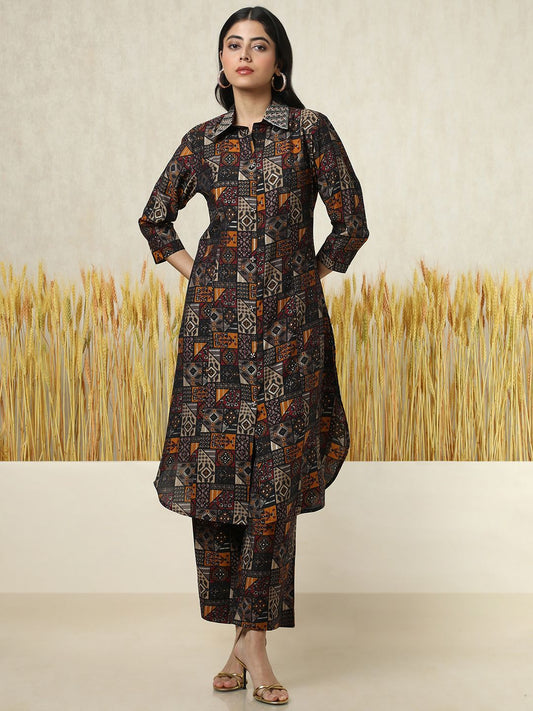 Dhiyona SO Women's Women Ethnic Motifs Printed Regular Mirror Work Kurta with Palazzos