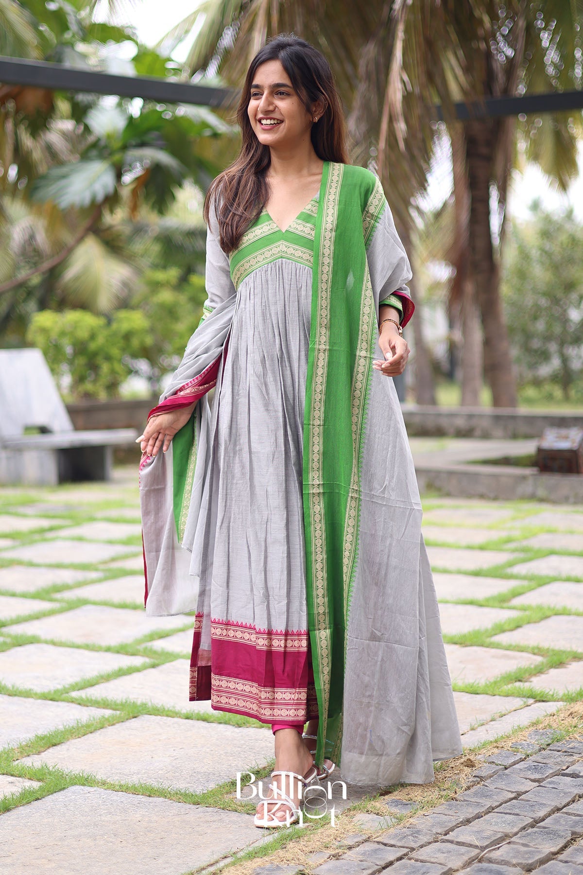 Dhiyona BN Tilakam Handloom Grey Suite Set
