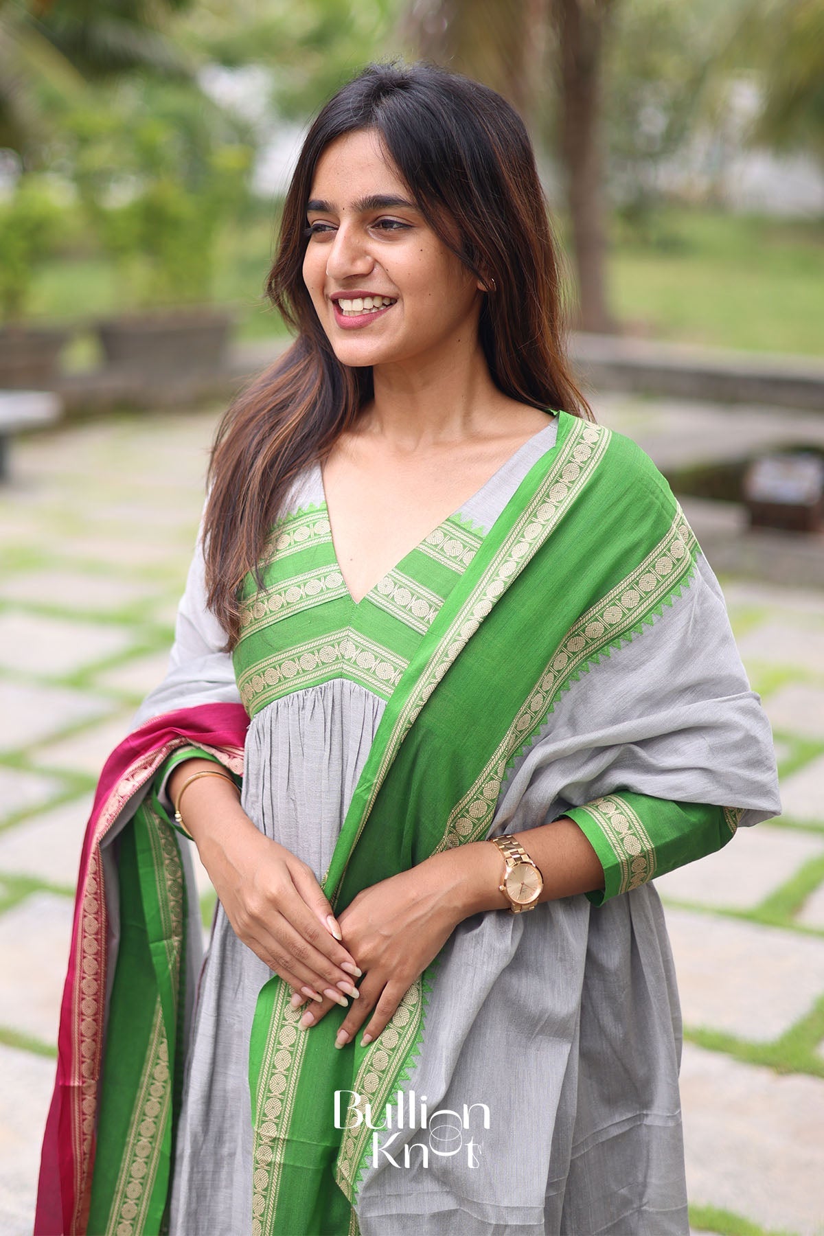 Dhiyona BN Tilakam Handloom Grey Suite Set