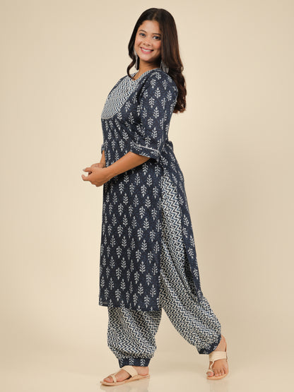 Women's Cotton Blue Straight Kurta