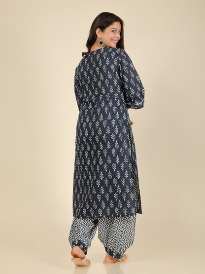 Women's Cotton Blue Straight Kurta