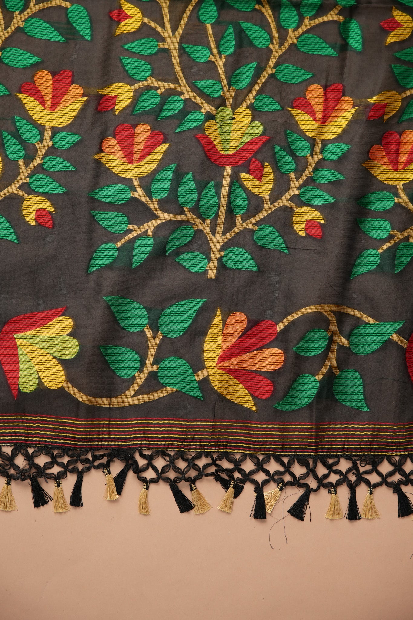 Dhiyona GR Women's Kalini Black Retro Rhapsody Organza Jamdani Saree
