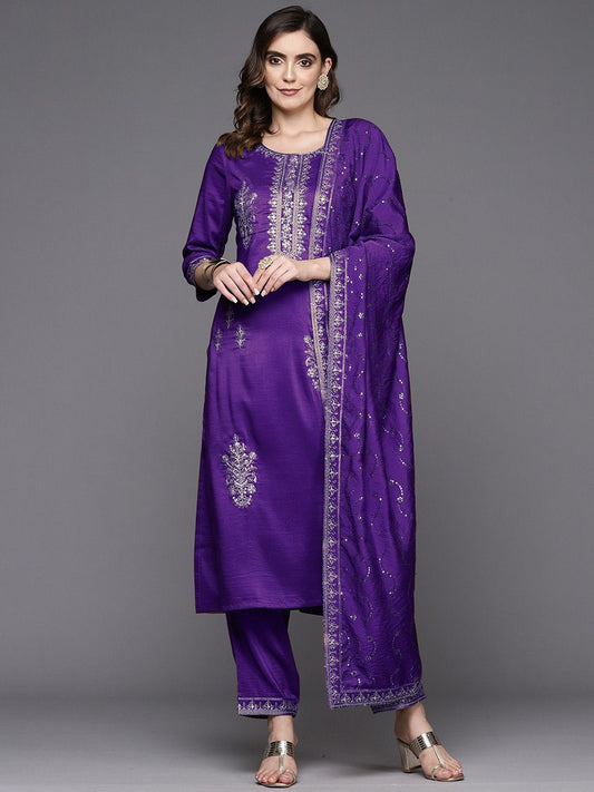 Ethnic Motifs Embroidered Kurta with Trousers & Dupatta