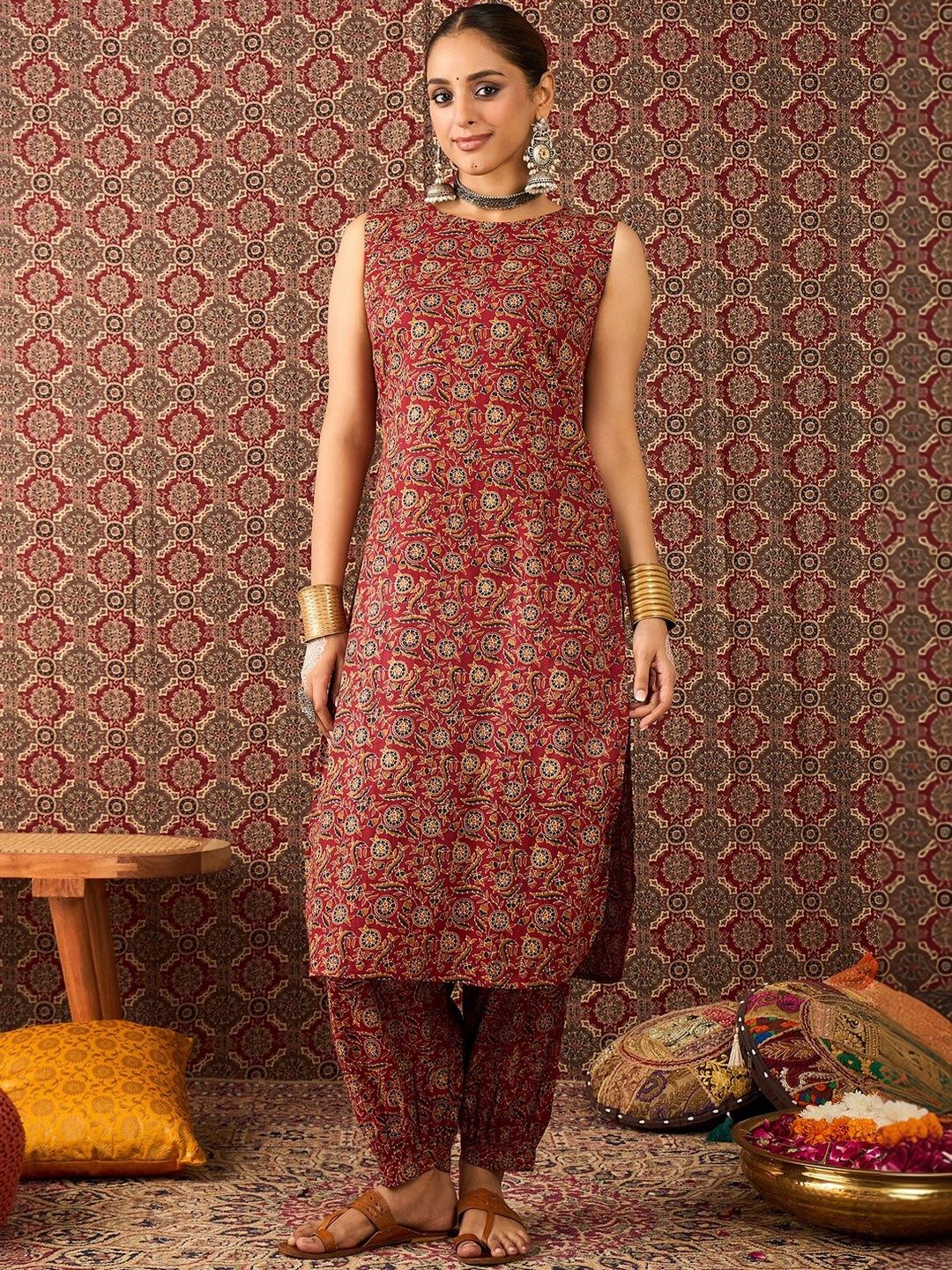 Women Ethnic Motifs Printed Regular Pure Cotton Kurta with Patiala